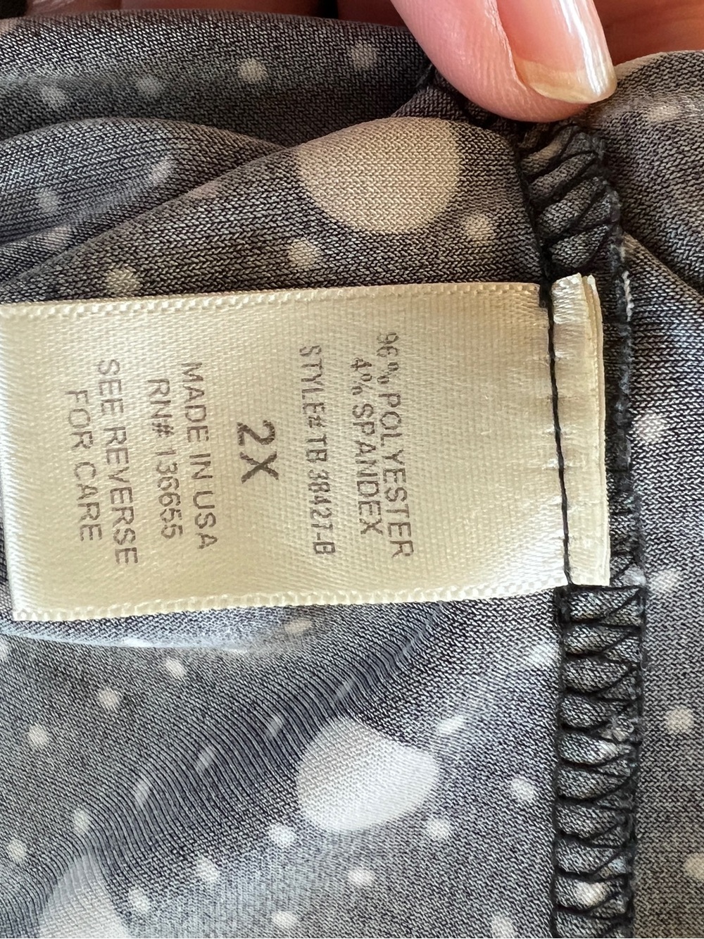 Beacon Black Tee with White Polka Dots - Short Sleeve Blouse 2X - Picture 4 of 5